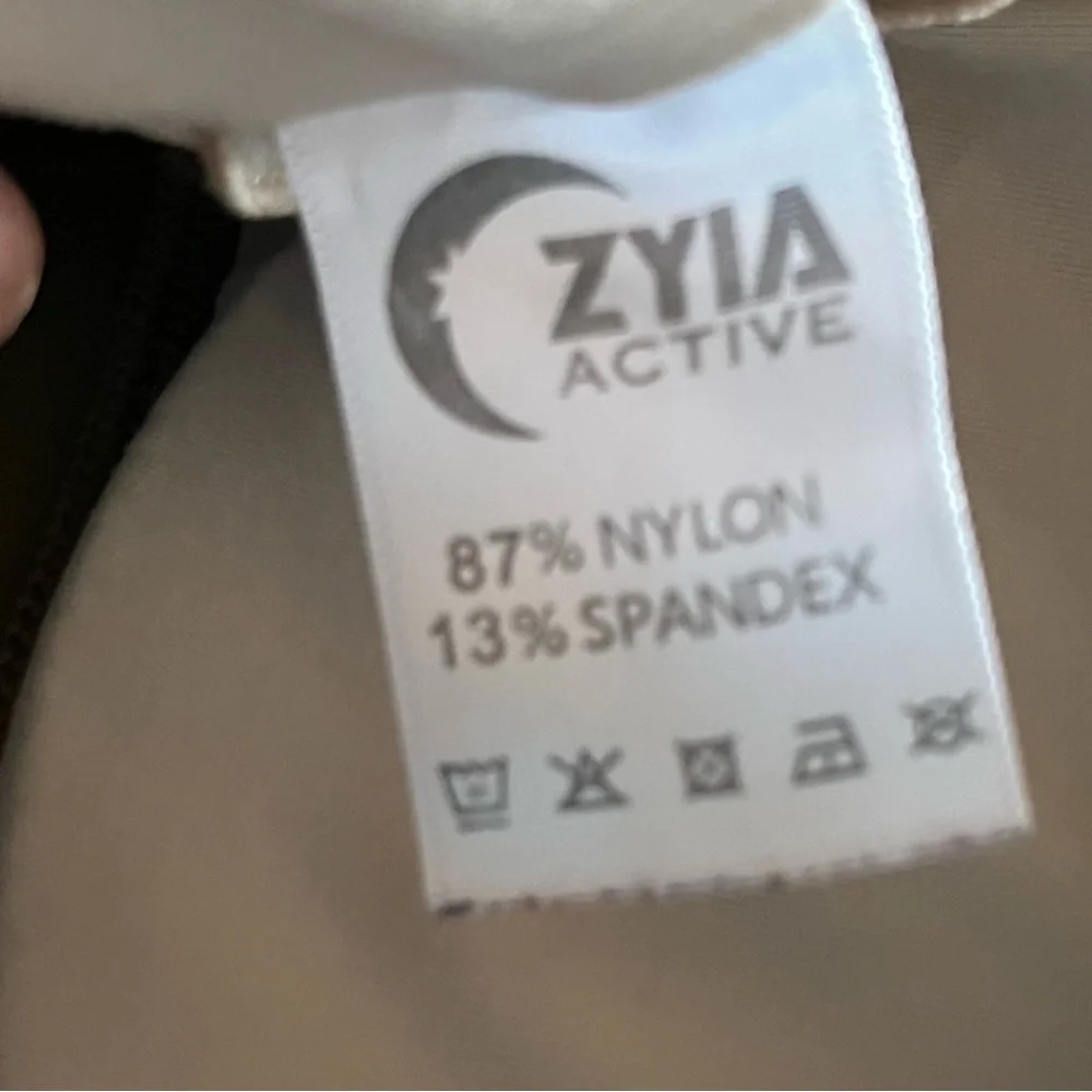 Like New!! Women's Zyia Active Olive Green Grid Sports Bra - Size Large - Picture 10 of 16